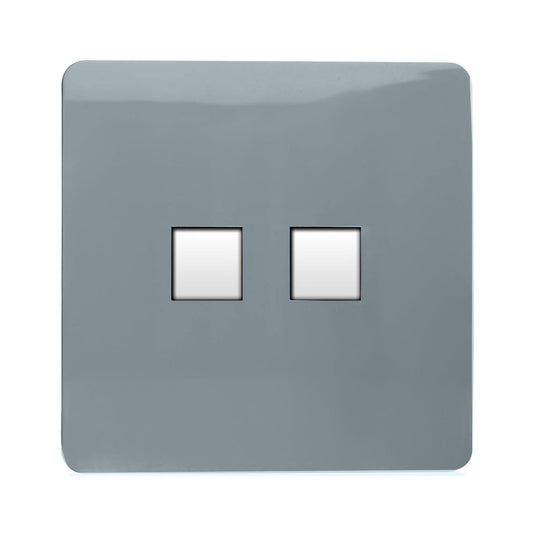 Trendi Artistic Modern Glossy Tactile Telephone Socket + Cat 5e&Cat 6 RJ45 PC Socket Cool Grey