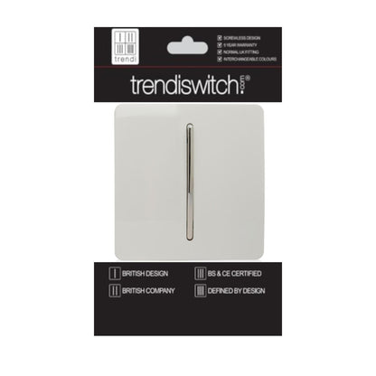 Trendi 1 Gang 2 Way 240V Screwless Artistic Modern Glossy 10 Amp Chrome Rocker Electrical Wall Light Switch in Ice White (5 pack)