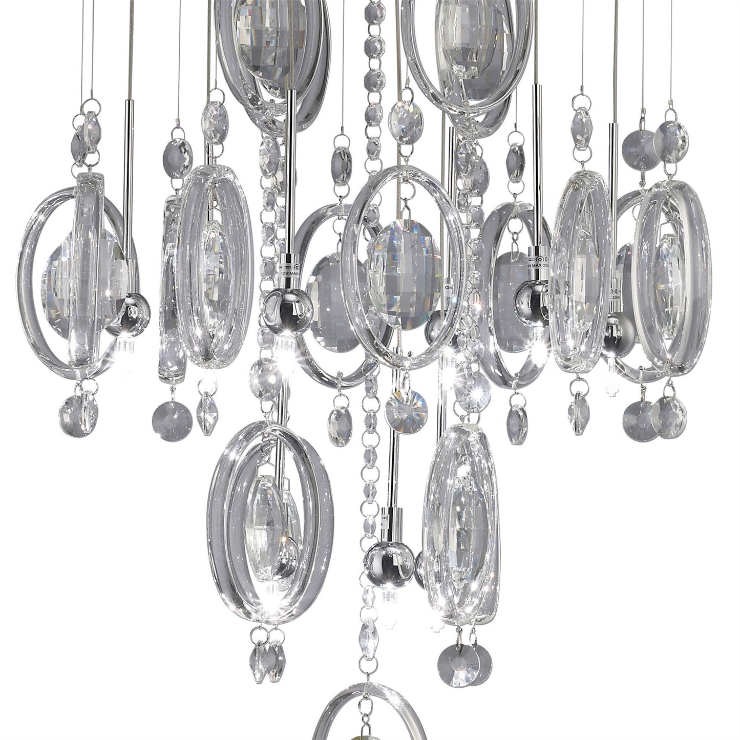 Diyas Solana 40cm  9 Light G4 Polished Chrome/Crystal, NOT LED/CFL Compatible Ceiling Pendant Light Fitting