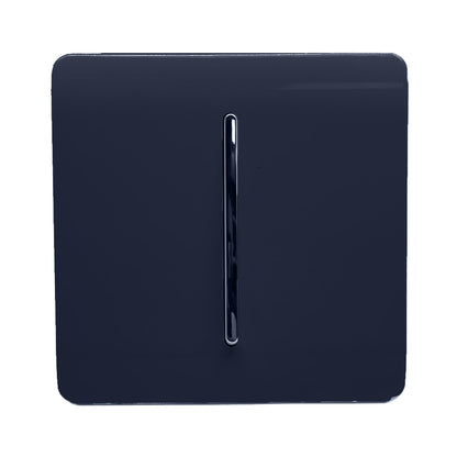 Trendi 1 Gang 2 Way 240V Screwless Artistic Modern Glossy 10 Amp Chrome Rocker Electrical Wall Light Switch in Navy Blue (5 pack)