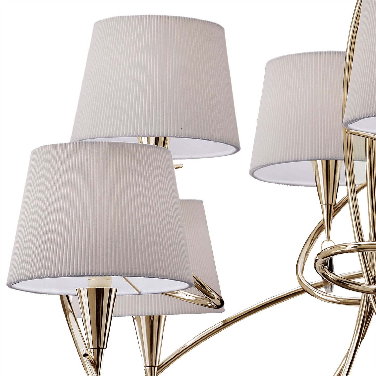 Mantra Mara 100cm Pendant 2 Tier 8 Light E14, French Gold with Ivory White Shades