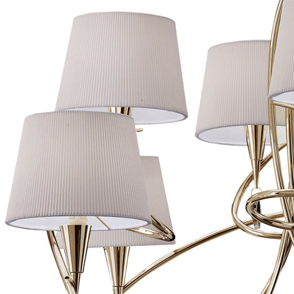 Mantra Mara 100cm Pendant 2 Tier 8 Light E14, French Gold with Ivory White Shades