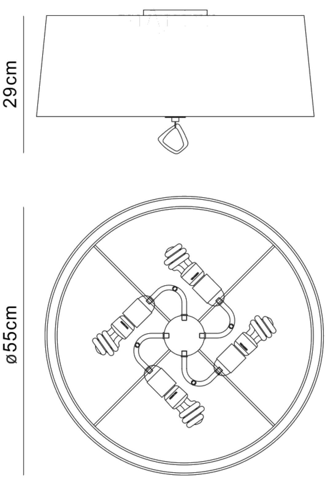 Mantra Mara 55cm Flush Ceiling 4 Light E27 Round, Antique Brass with Ivory White Shade