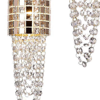 Diyas Camden 35cm  3 Light G9 Round Rose Gold/Mosaic Glass/Crystal Ceiling Pendant Light Fitting