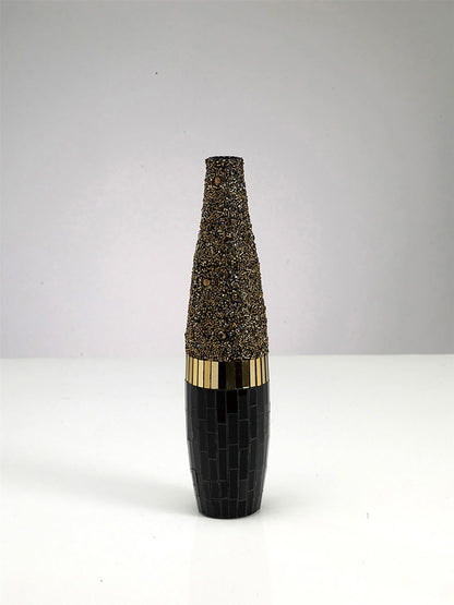 Diyas Home (DH) Mika Mosaic Vase Tall Black/French Gold Mosaic