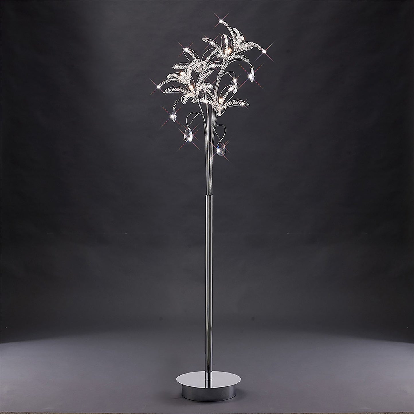 Diyas Kenzo Floor Lamp 6 Light G4 Polished Chrome/Crystal, NOT LED/CFL Compatible