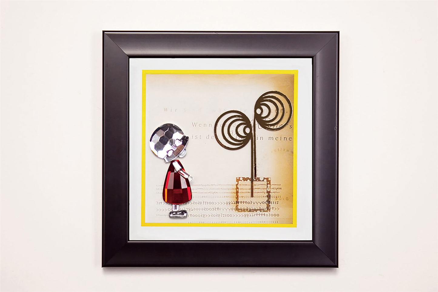 Diyas Home Crystal Wall Art (DH) Bambino Girl, Black Frame Red, Clear Crystal Framed