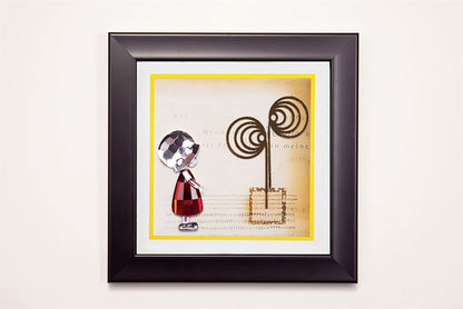 Diyas Home Crystal Wall Art (DH) Bambino Girl, Black Frame Red, Clear Crystal Framed