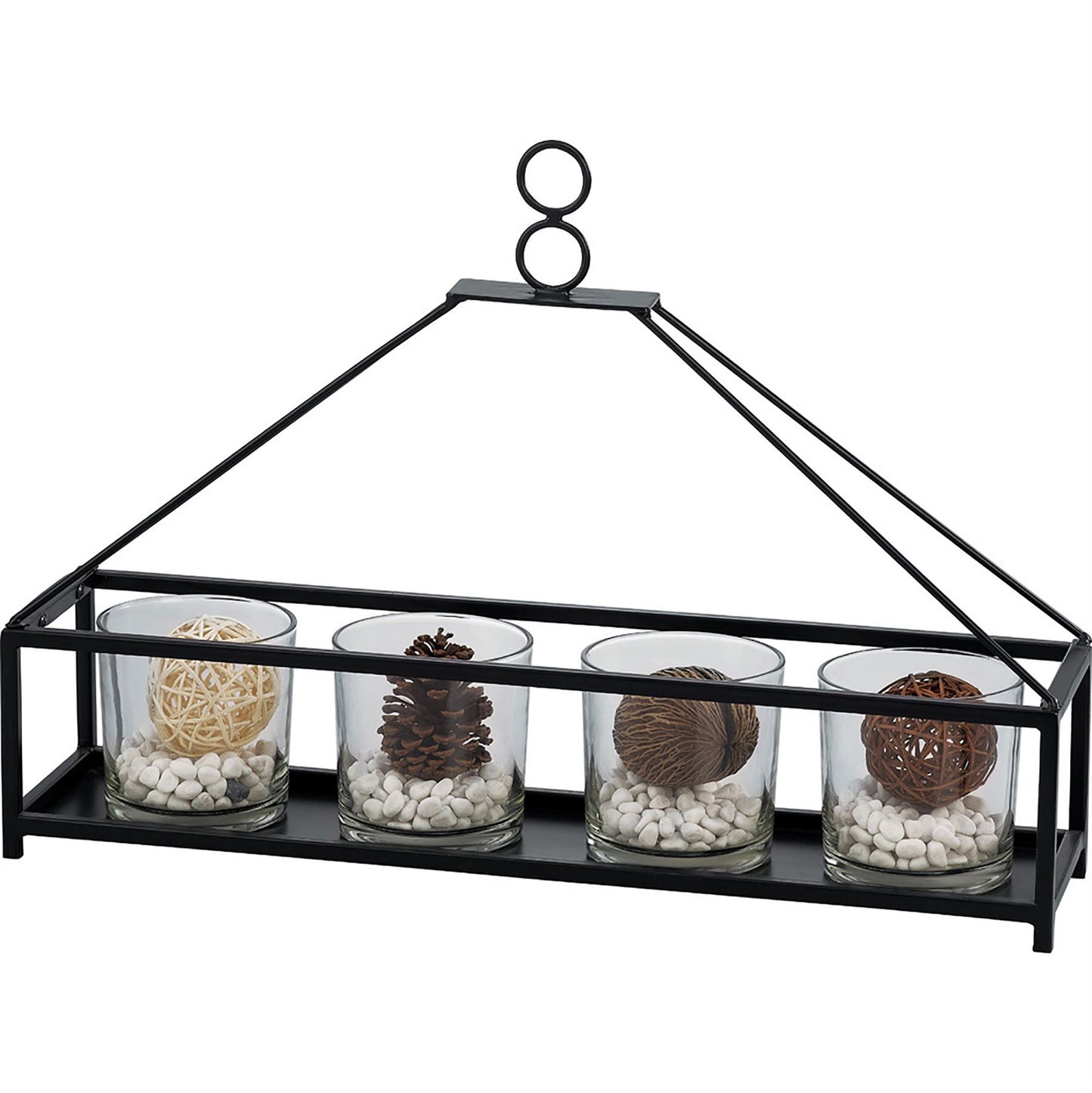 Diyas Home (DH) Athena 5 Candle Holder Medium Black/Clear Glass Art