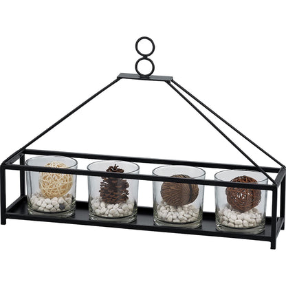 Diyas Home (DH) Athena 5 Candle Holder Medium Black/Clear Glass Art