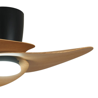Nenufar 74 x 44cm 18W LED Dimmable Ceiling Light With Built-In 30W DC Fan, 3000-5000K Remote Control, 3600lm, Black/Wood, 5yrs Warranty