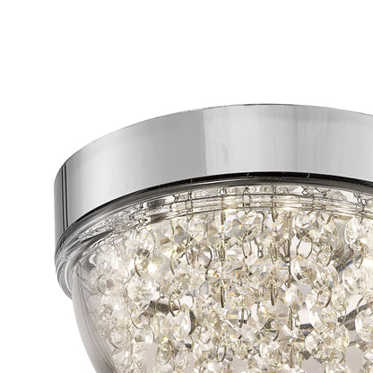 Diyas Harper 20cm Small Flush  6W 500lm LED 4000K Polished Chrome/Crystal, 3yrs Warranty Crystal Ceiling Light Fitting