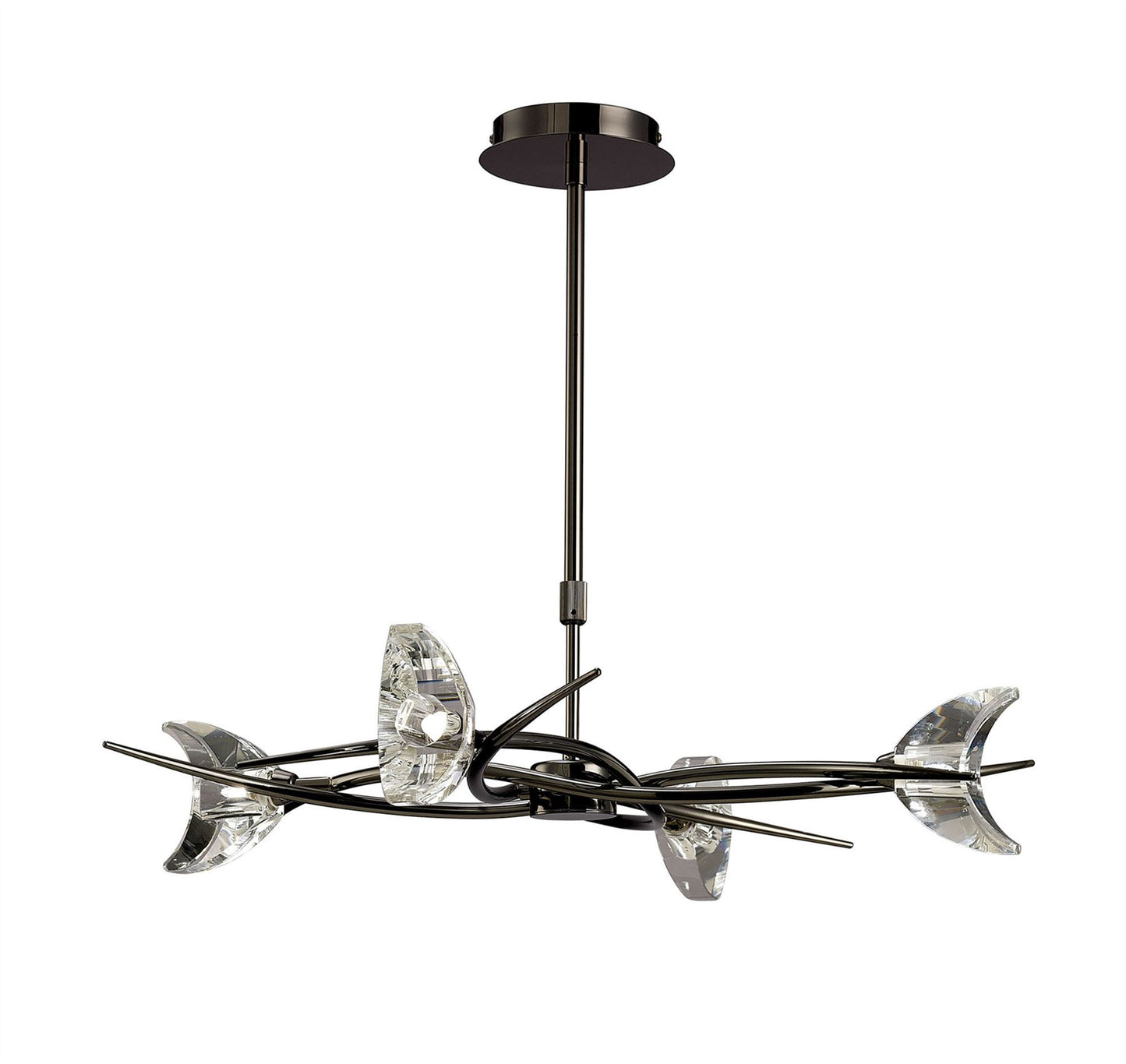 Mantra Eclipse 65cm Telescopic Convertible To Semi Flush 4 Light G9, Black Chrome