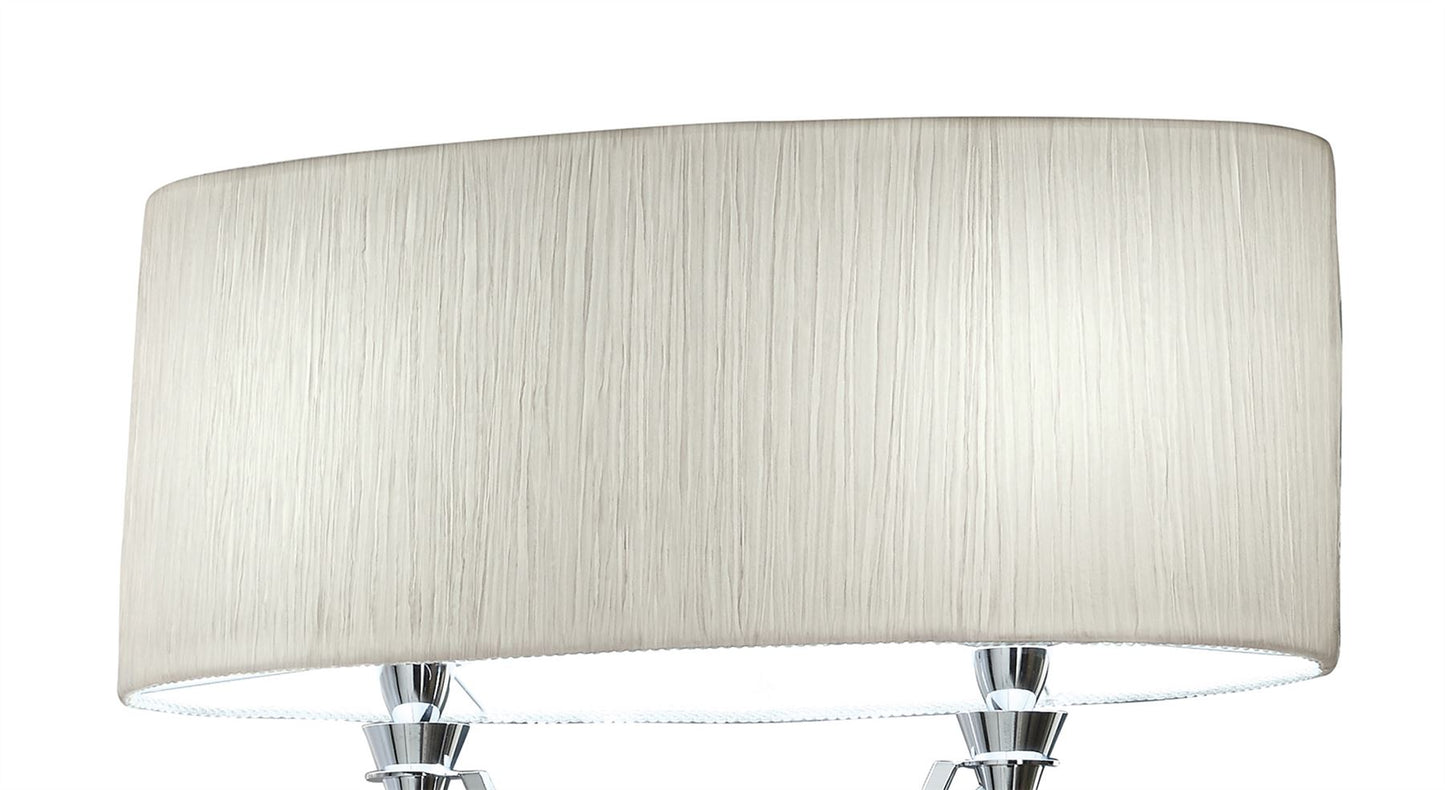 Mantra Lucca Floor Lamp 2 Light E27, Polished Chrome with White Shade & Clear Crystal
