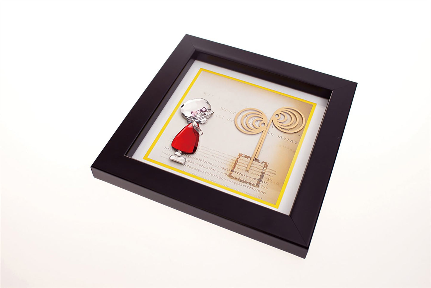Diyas Home Crystal Wall Art (DH) Bambino Girl, Black Frame Red, Clear Crystal Framed