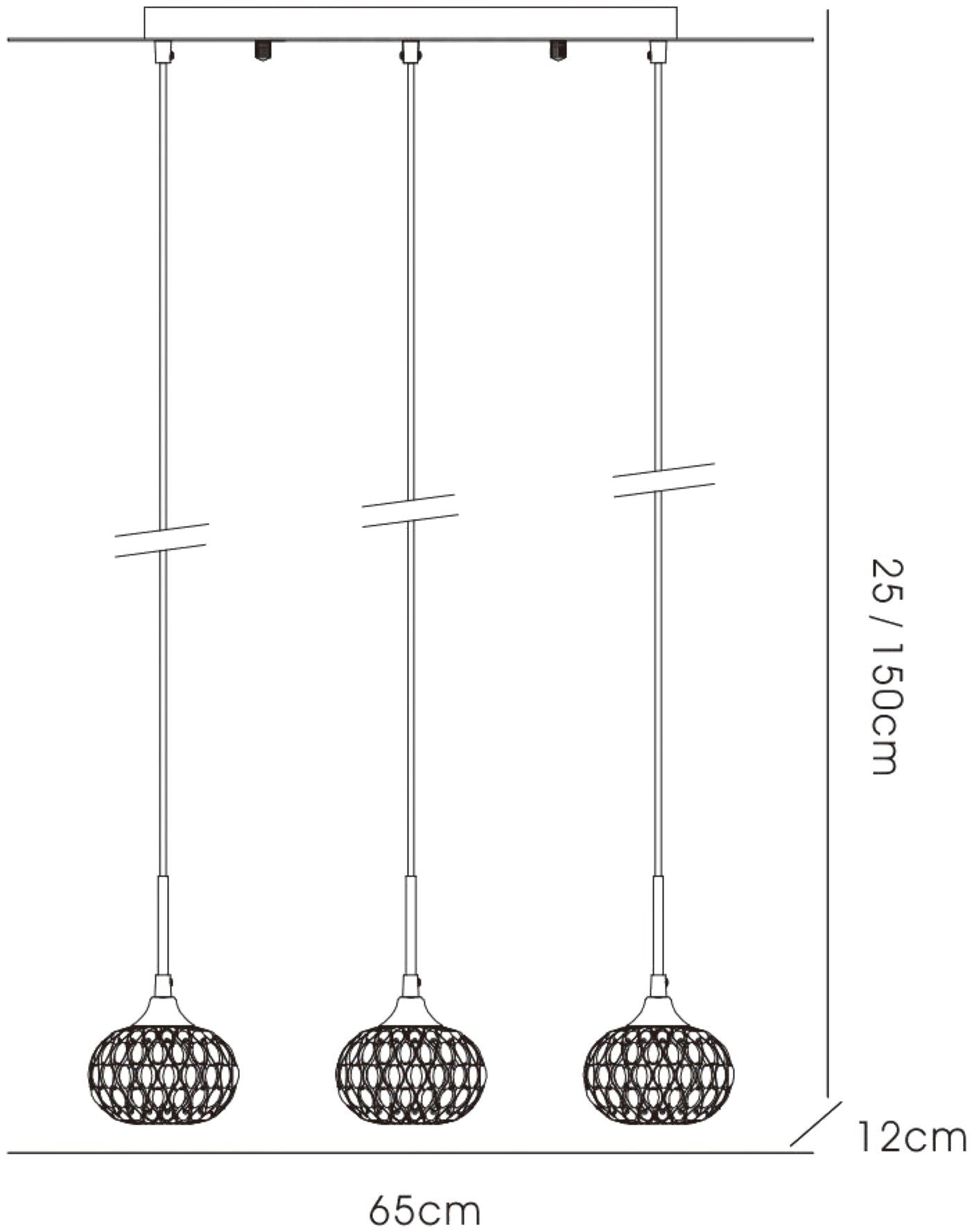 Diyas Chelsie Linear  3 Light G9 Line Antique Brass/Clear Beaded Glass Ceiling Pendant Light Fitting