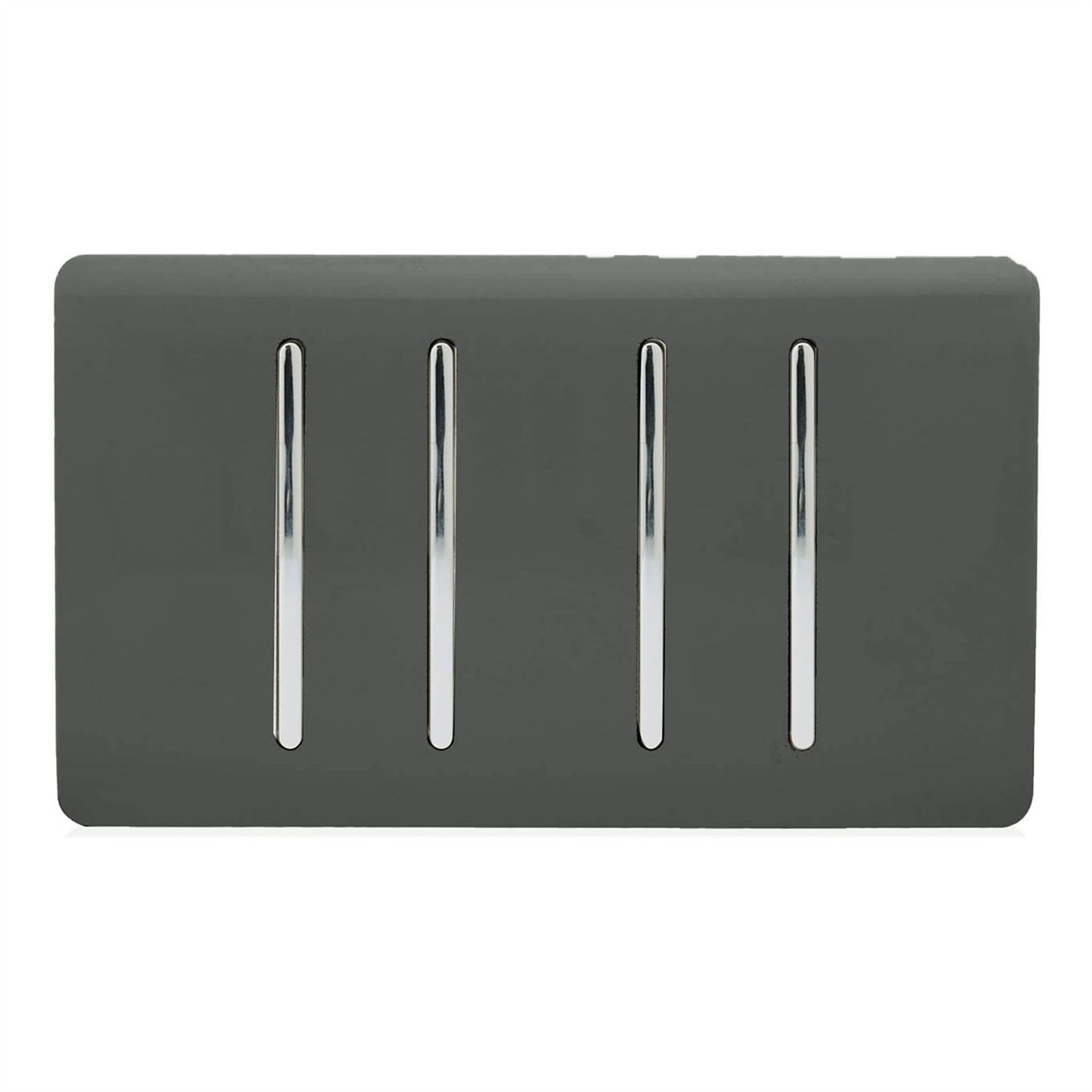 Trendi Artistic Modern Glossy 4 Gang 2 Way  Rocker Double Plate Tactile Light Switch Charcoal