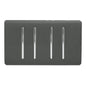 Trendi Artistic Modern Glossy 4 Gang 2 Way  Rocker Double Plate Tactile Light Switch Charcoal