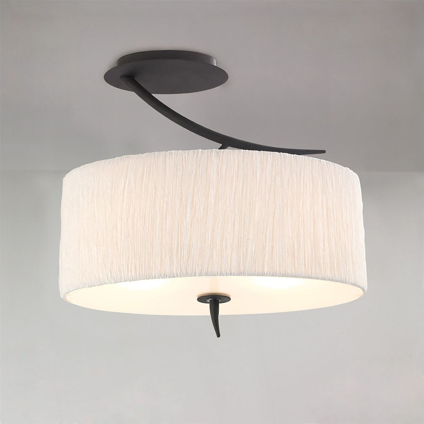 Mantra M1152 Eve Semi Ceiling 2 Light E27, Anthracite with White Oval Shade