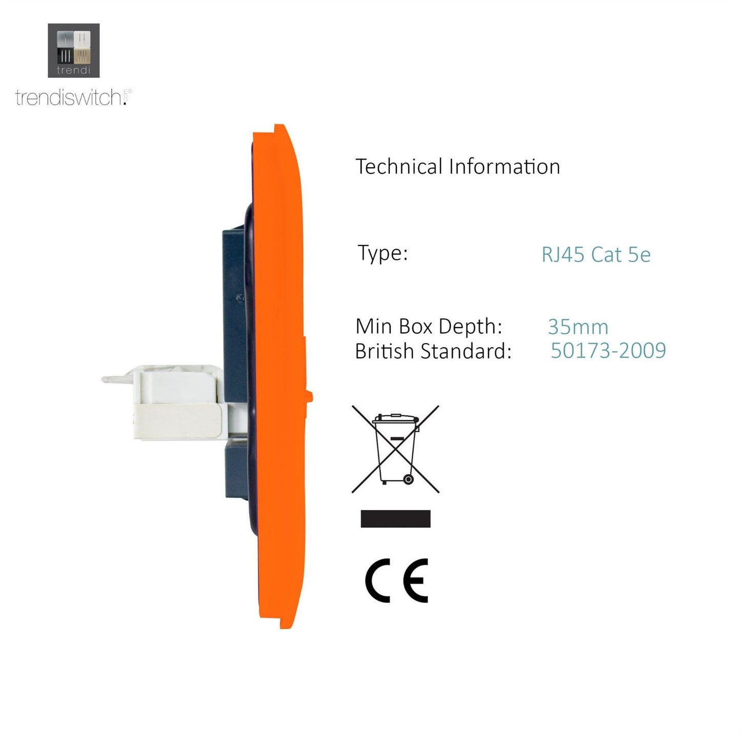 Trendi Modern Glossy Tactile TV Co-axial Socket+RJ45 Cat 5e&Cat 6 PC Ethernet Socket Copper