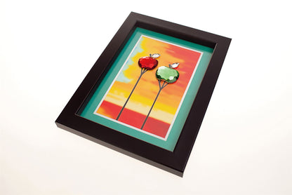 Diyas Home Crystal Wall Art (DH) Nature Apples, Black Frame, Amber, Green, Red Crystal Framed