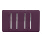 Trendi Artistic Modern Glossy 4 Gang 2 Way  Rocker Double Plate Tactile Light Switch Plum