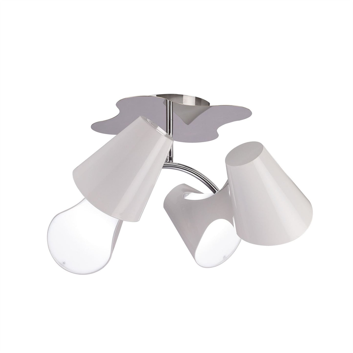 Mantra M1545 Ora Ceiling 2 Arm 4 Light E27, Gloss White/White Acrylic/Polished Chrome