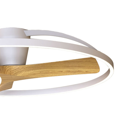 Nepal II 1m 44W LED Dimmable Light With Built-In 32W DC Reversible Fan, White/Wood Finish c/w Remote Control, 7700lm, 5yrs Warranty