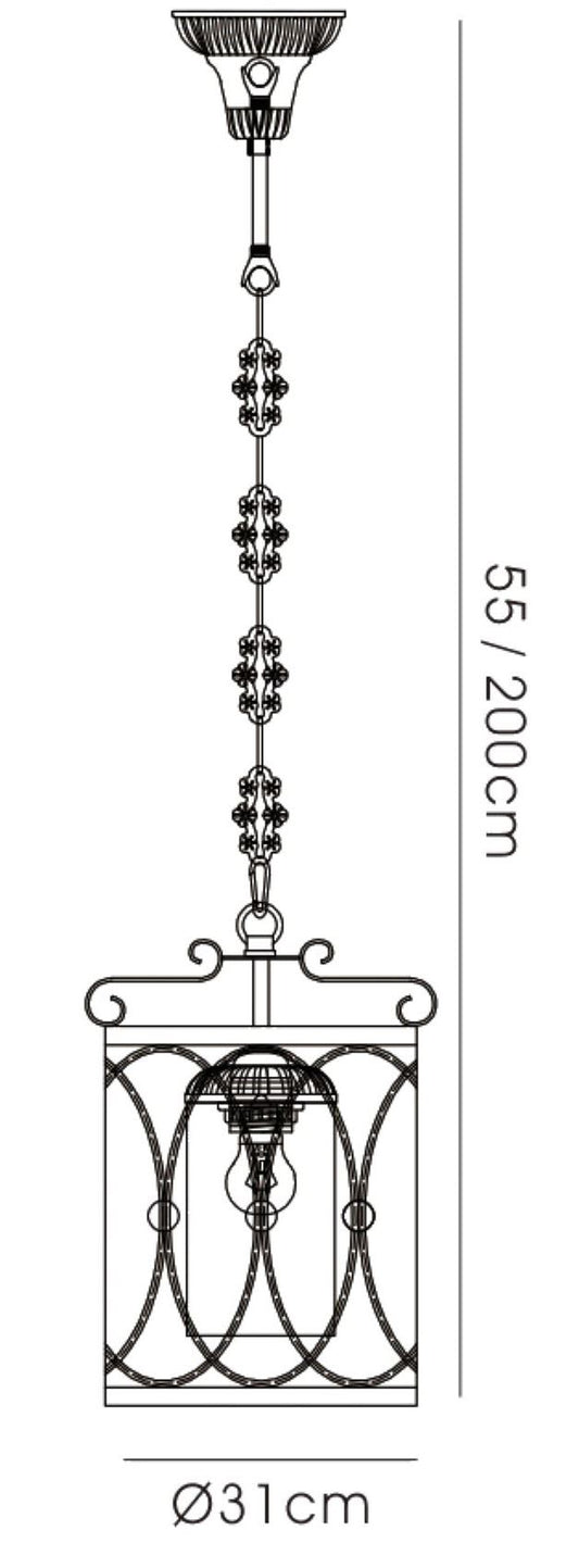 Diyas Malcolm 31cm Single  1 Light E27 Black/Gold with Clear Glass Ceiling Pendant Light Fitting