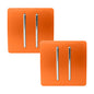 Trendi 2 Gang 2 Way 240V Screwless Artistic Modern Glossy 10 Amp Chrome Rocker Electrical Wall Light Switch in Sunset Orange (2 pack)