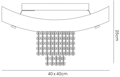 Diyas Nyla Square Flush  5 Light E14 Polished Chrome/Glass/Crystal Ceiling Light Fitting