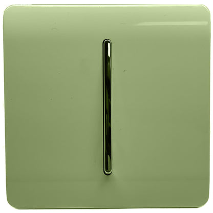 Trendi 1 Gang 2 Way 240V Screwless Artistic Modern Glossy 10 Amp Chrome Rocker Electrical Wall Light Switch in Moss Green (3 pack)