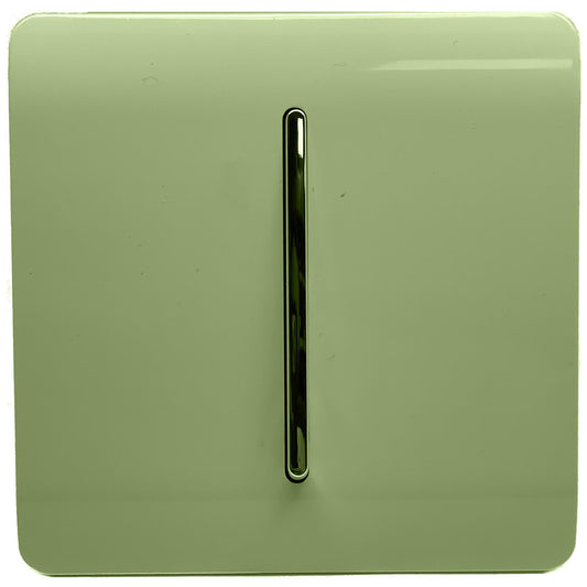 Trendi 1 Gang 2 Way 240V Screwless Artistic Modern Glossy 10 Amp Chrome Rocker Electrical Wall Light Switch in Moss Green (3 pack)