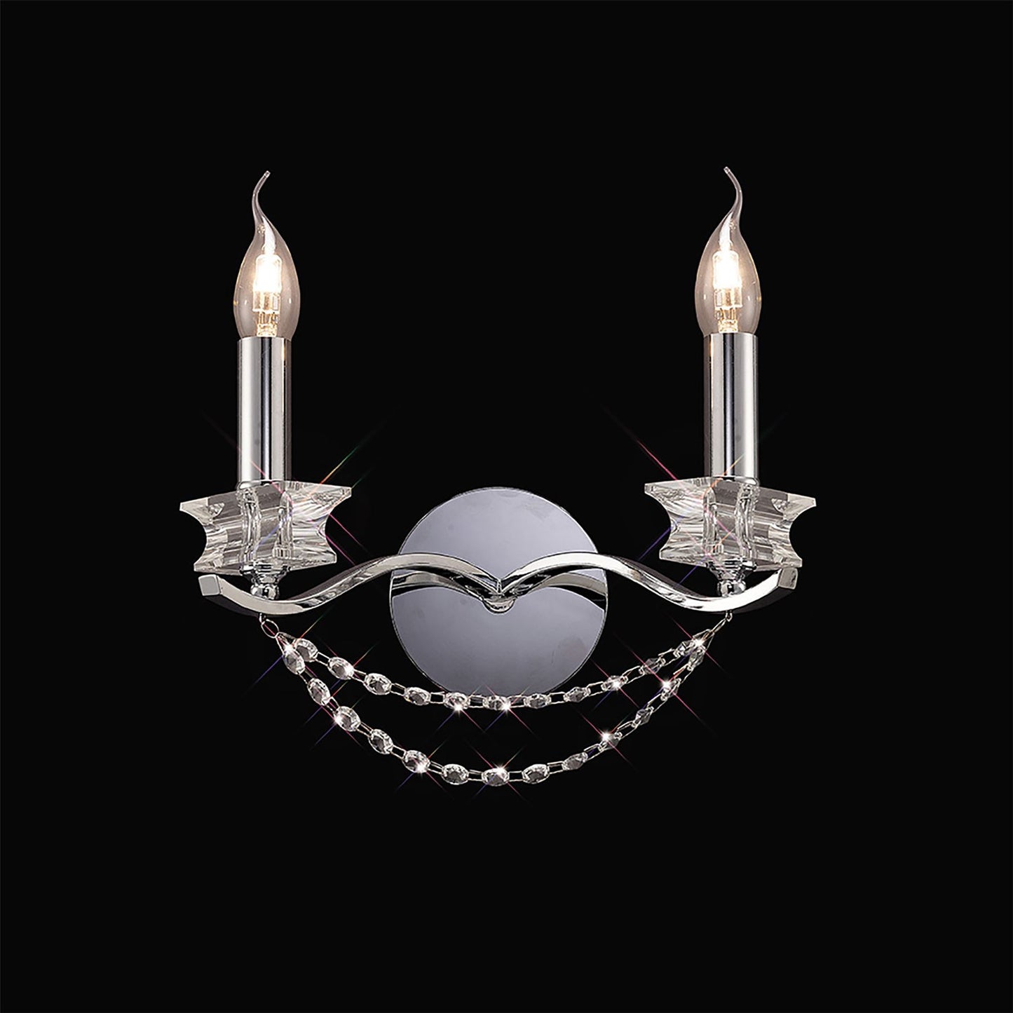 Diyas Nydia Wall Light 2 Light E14 Polished Chrome/Crystal