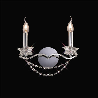 Diyas Nydia Wall Light 2 Light E14 Polished Chrome/Crystal