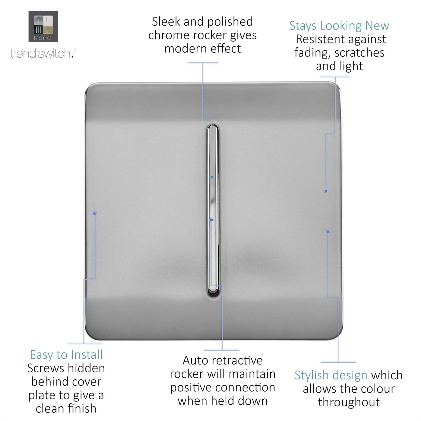 Trendi Artistic Modern Glossy Tactile Auto Retractive Door Bell Switch Stainless Steel