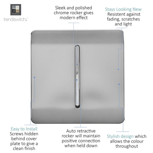 Trendi Artistic Modern Glossy Tactile Auto Retractive Door Bell Switch Stainless Steel