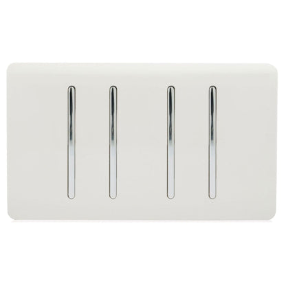 Trendi 4 Gang (2 Way & 3xIntermediate) Glossy 10 Amp Rocker Light Switch Ice White