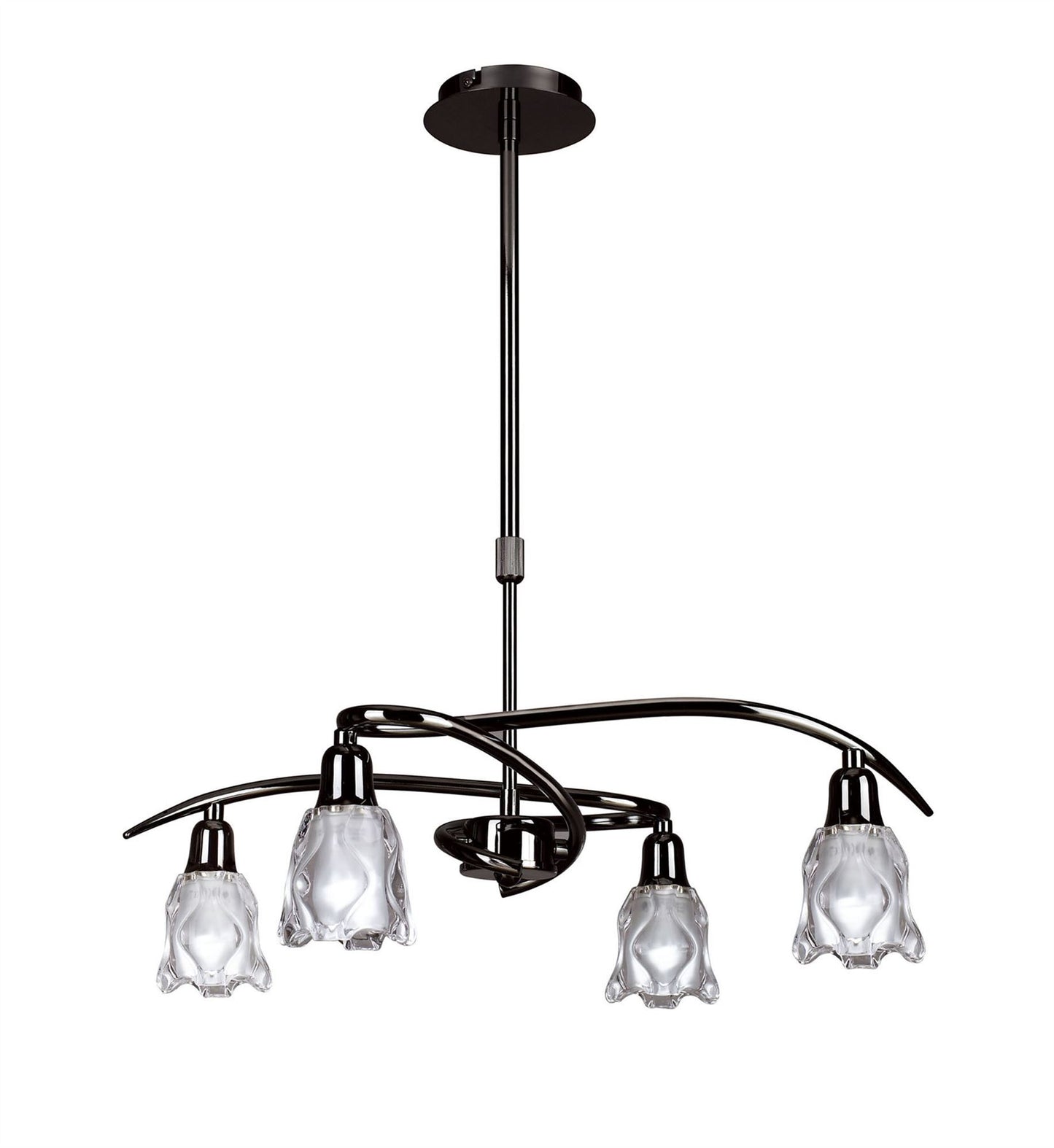 Mantra Amel 51cm Telescopic Convertible To Semi Flush 4 Light L1/SGU10, Black Chrome, CFL Lamps INCLUDED