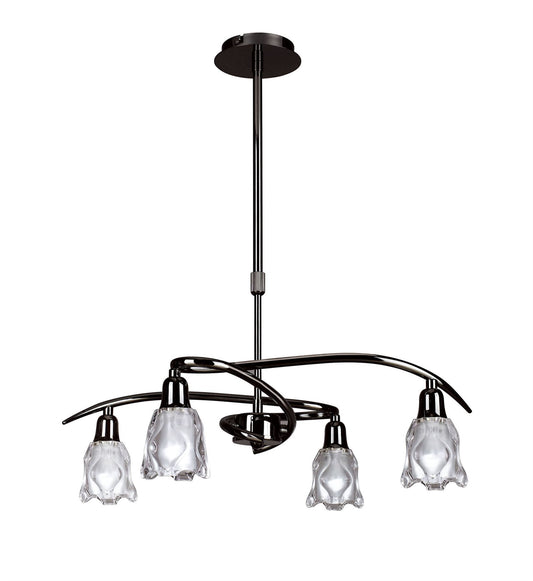 Mantra Amel 51cm Telescopic Convertible To Semi Flush 4 Light L1/SGU10, Black Chrome, CFL Lamps INCLUDED