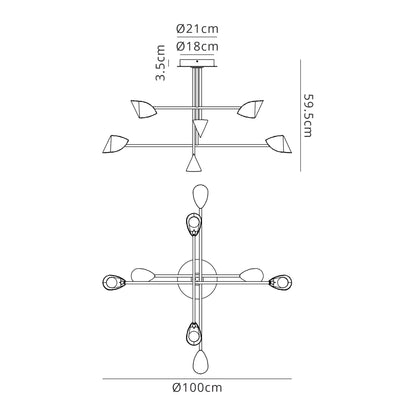 Mantra Capuccina 100cm 8 Light Fixed Pendant, 61.5W LED, 3000K, 4000lm, White, 3yrs Warranty