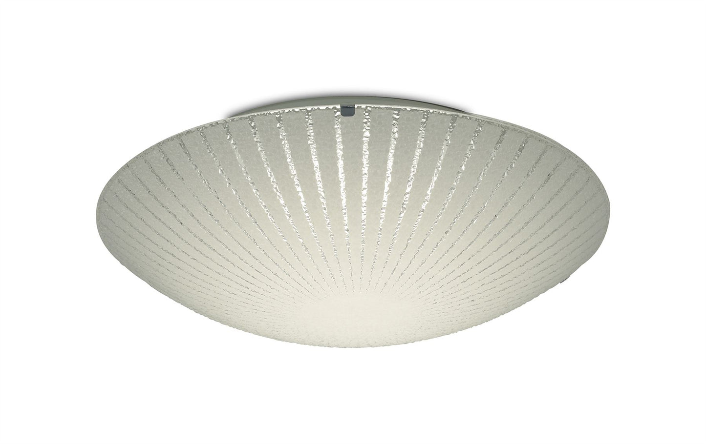 Deco Tassa 18W LED Medium Flush Ceiling Light, 400mm Round, 4000K 1500lm CRI80, Sunray Pattern Glass with Polished Chrome Detail