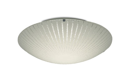 Deco Tassa 18W LED Medium Flush Ceiling Light, 400mm Round, 4000K 1500lm CRI80, Sunray Pattern Glass with Polished Chrome Detail
