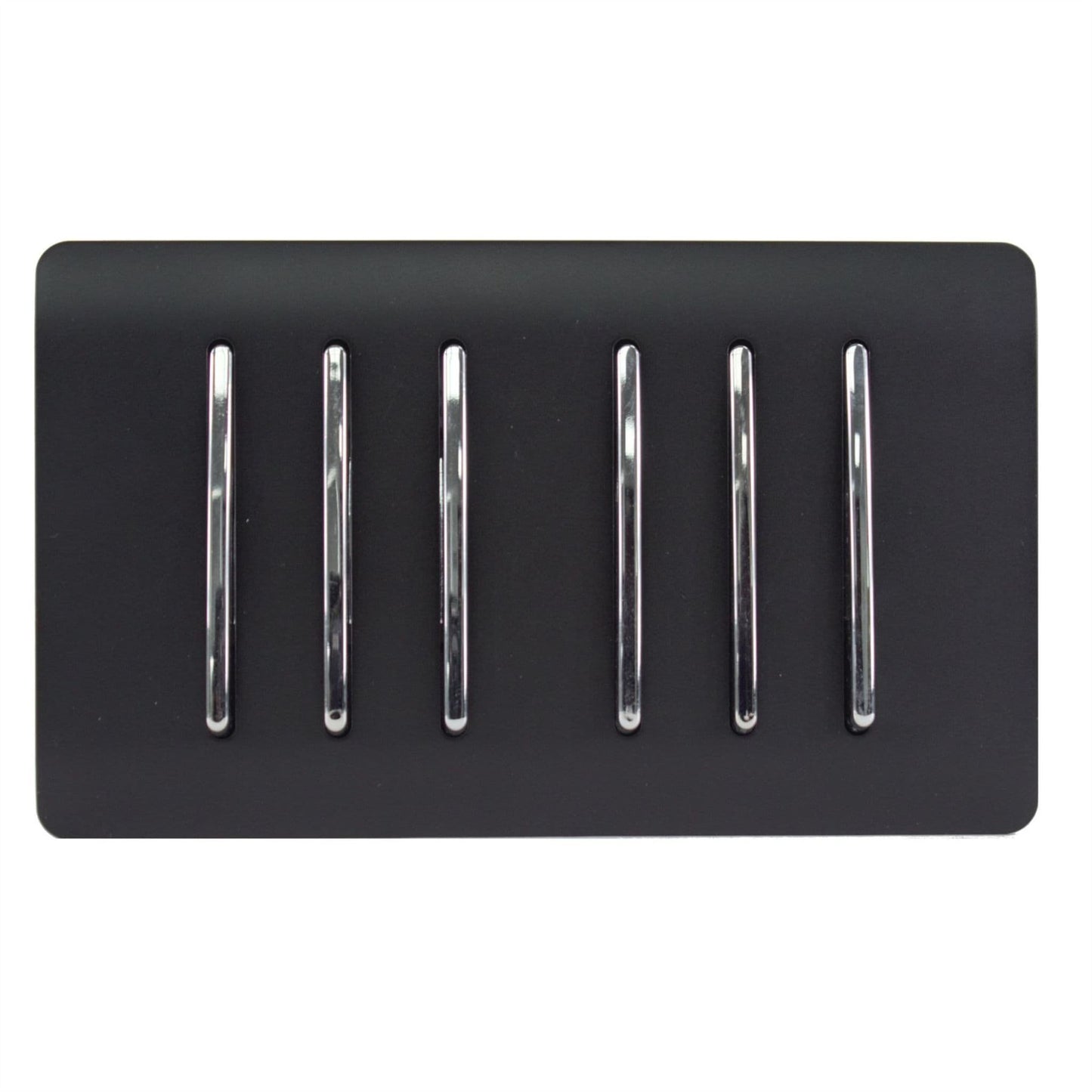 Trendi  6 Gang 2 Way Rocker Double Plate Light Switch in Matt Black