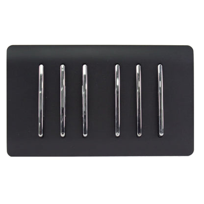Trendi  6 Gang 2 Way Rocker Double Plate Light Switch in Matt Black