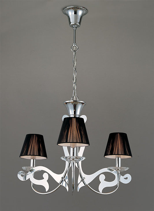 Mantra Acanto 48cm Pendant Round 3 Light E14, Polished Chrome with Black Shades