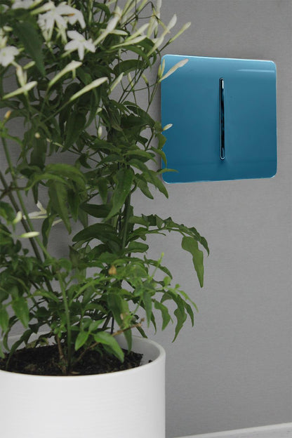 Trendi 1 Gang 2 Way 240V Screwless Artistic Modern Glossy 10 Amp Chrome Rocker Electrical Wall Light Switch in Ocean Blue (2 pack)