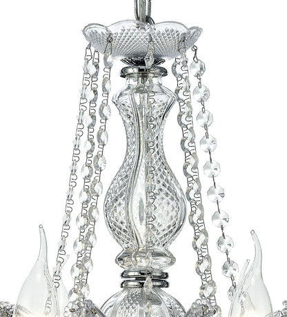 Deco Gabrielle Chandelier with Acrylic Sconce & Glass Crystal Droplets 8 Light E14 Polished Chrome Finish
