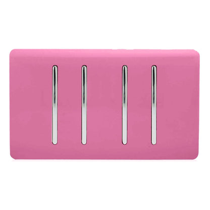 Trendi 4 Gang (2 Way & 1x Intermediate) Glossy 10 Amp Rocker Light Switch Pink