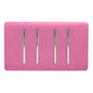 Trendi 4 Gang (2 Way & 1x Intermediate) Glossy 10 Amp Rocker Light Switch Pink